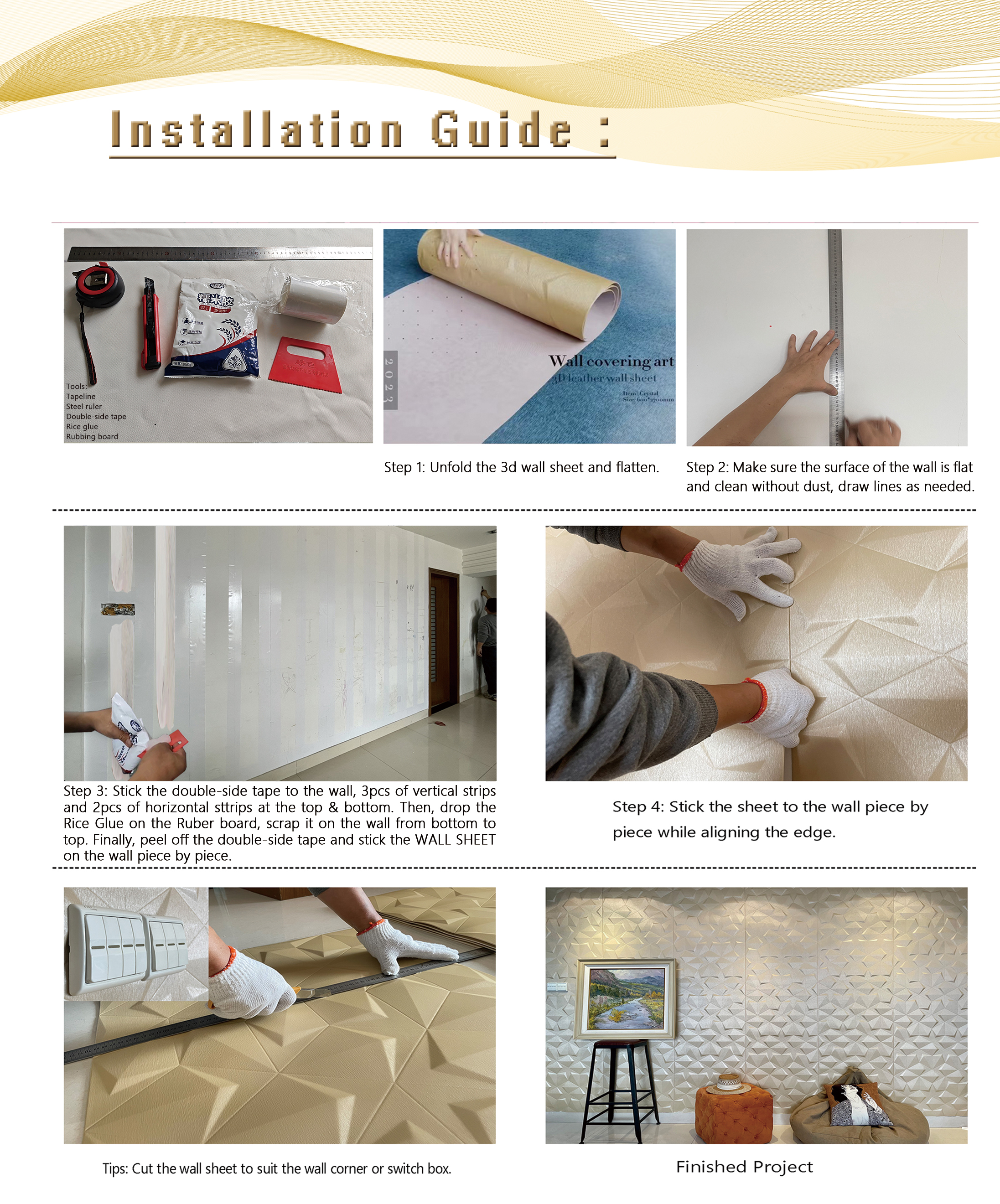 3D wall sheet installation guide 