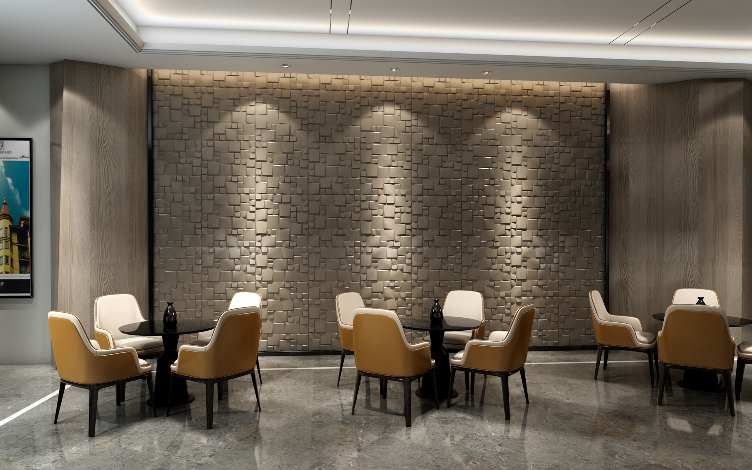 3d wall design leather wallpaper-Barcelona (1)