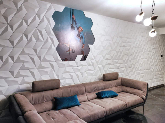 Fireproof White Indoor 3D Wall Panel