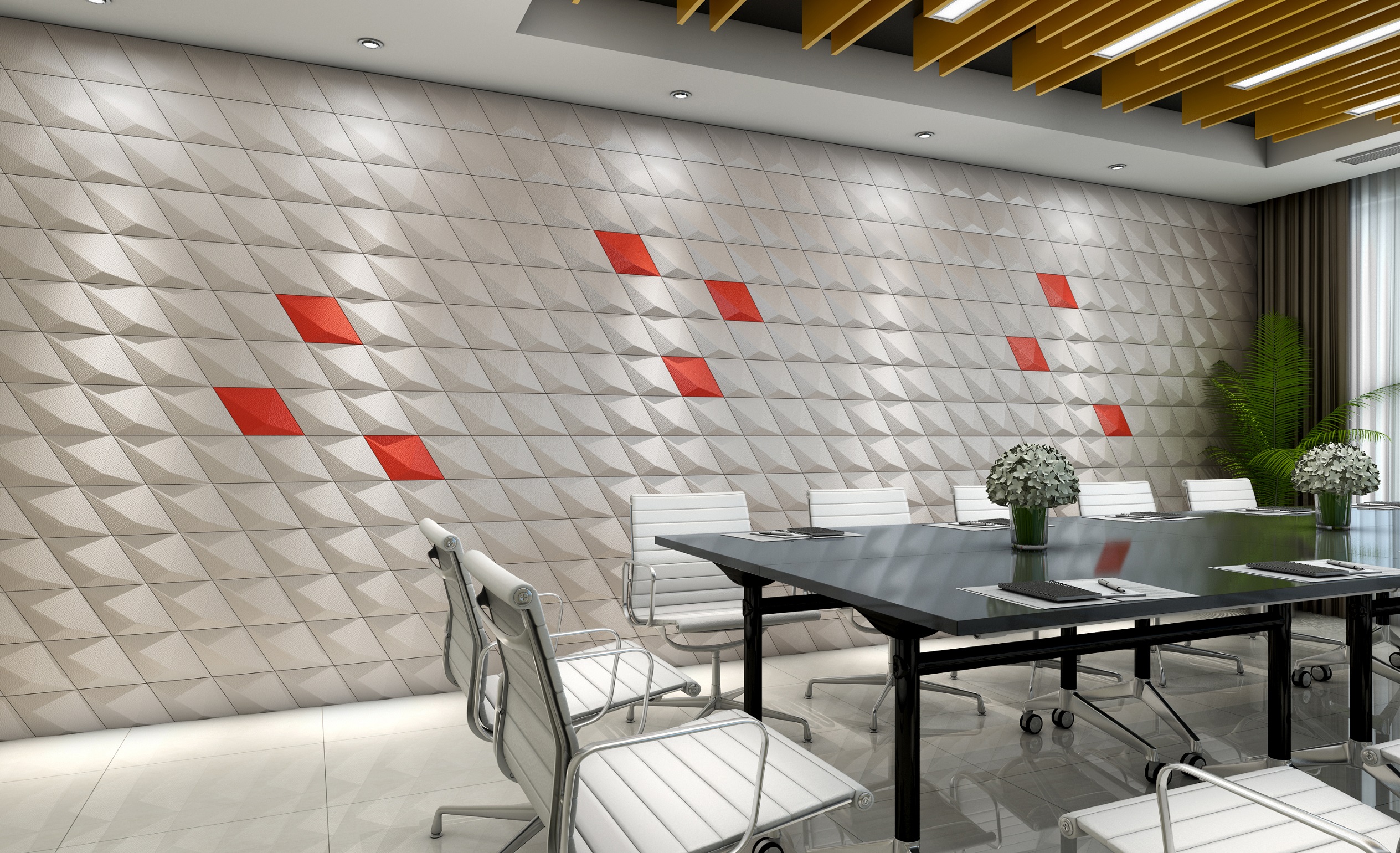 Pu Leather White Indoor 3D Mosaic Tile