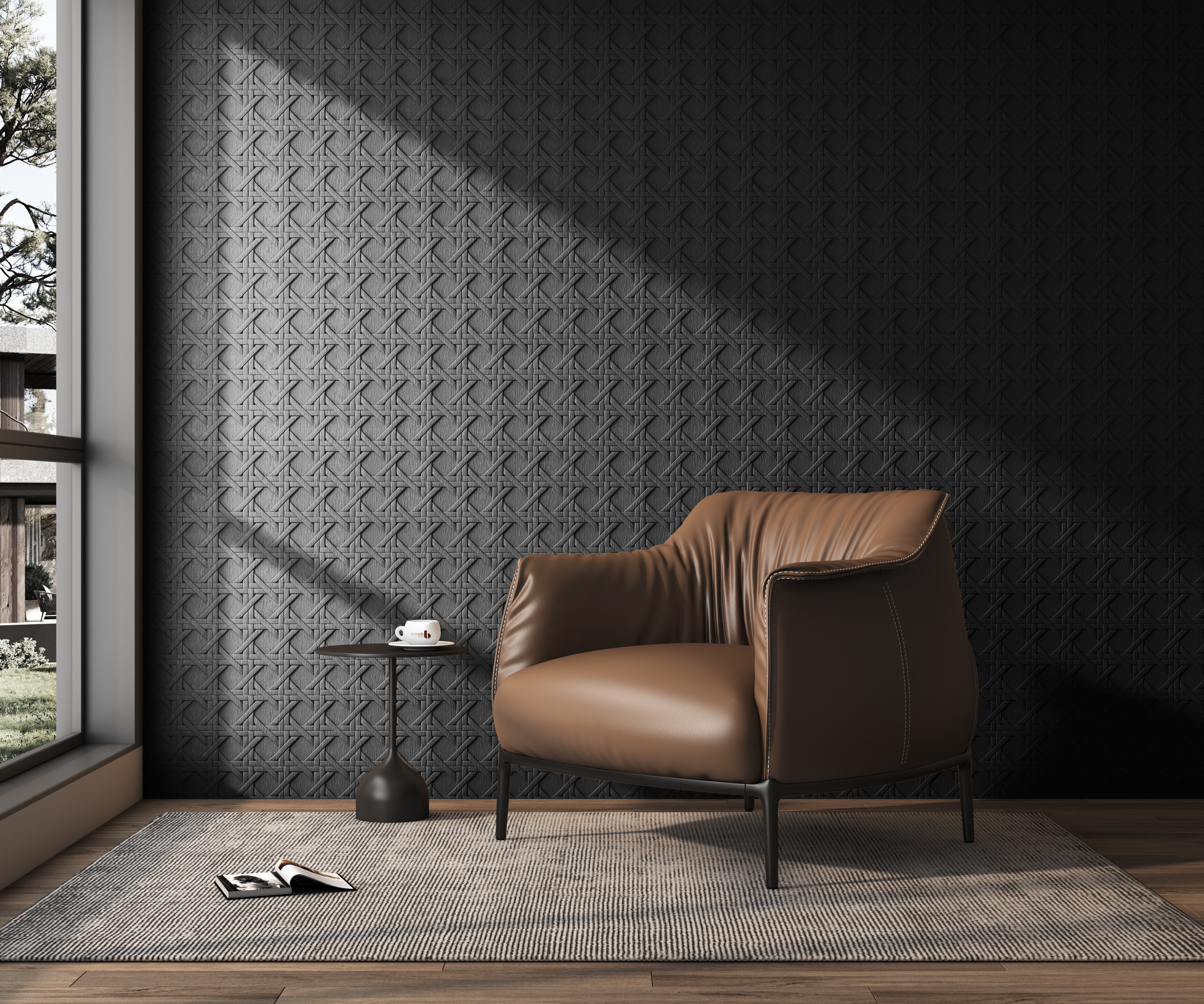 Self adhensive 3D leather wall sheet 