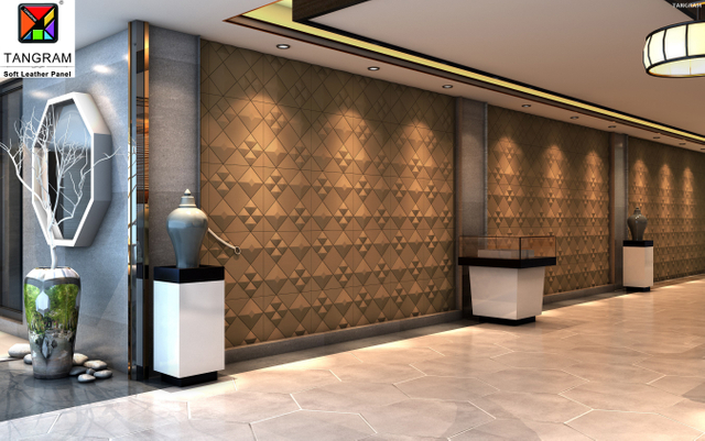 Square Tile Golden 3D Wall Panel
