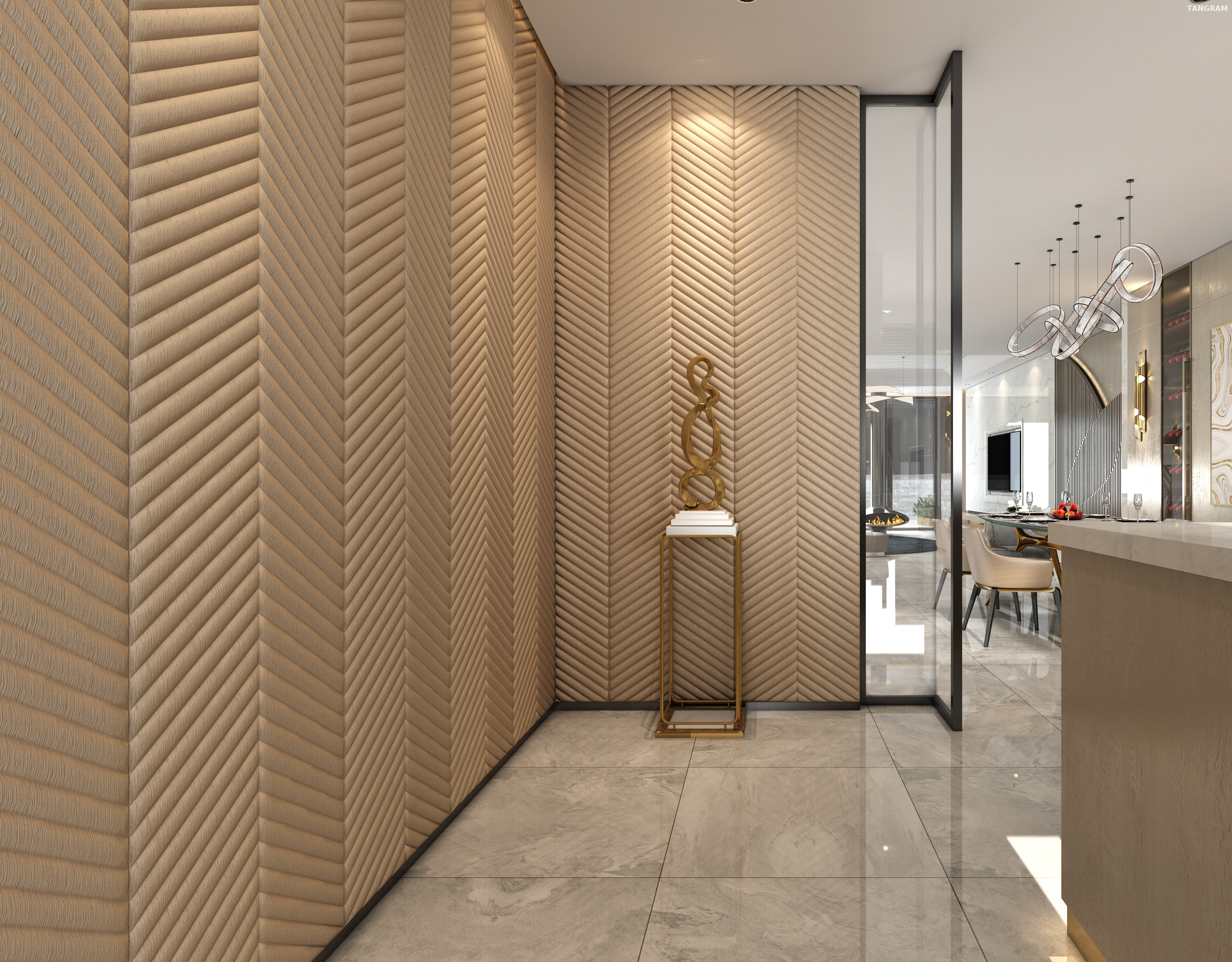 Soundproof 3d Foam Wall Panels Leather Embossed 3D Wall Sheets