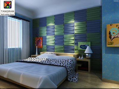 New Material Blue Hotel Leather Wall Panel