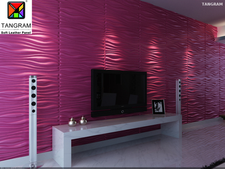 Easy Installation Blue Hotel Leather Wall Panel